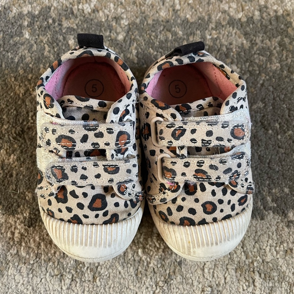 Cat & Jack Leopard Print Sneakers - Black, Brown, Cream